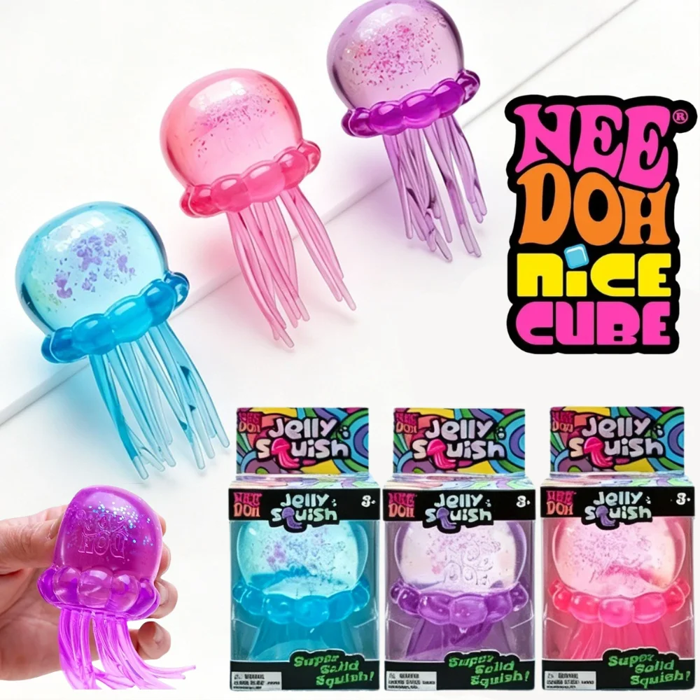 HOT Needoh Jellyfish Squishy Toy Non-toxic Water Play Available, Soft Stress Relief Toy Cute Healing Squeeze Sensory Calming Toy