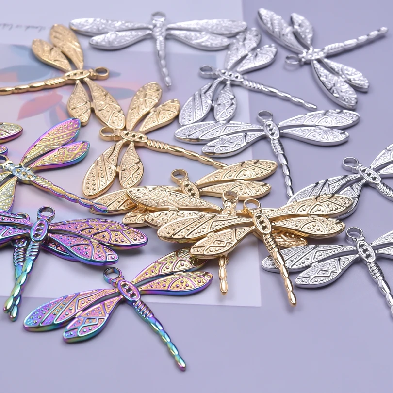 High Quality Animal Dragonfly Charms For Jewelry Making Supplies Handmade Craft Stainless Steel Pendant Charm Metal Accessories