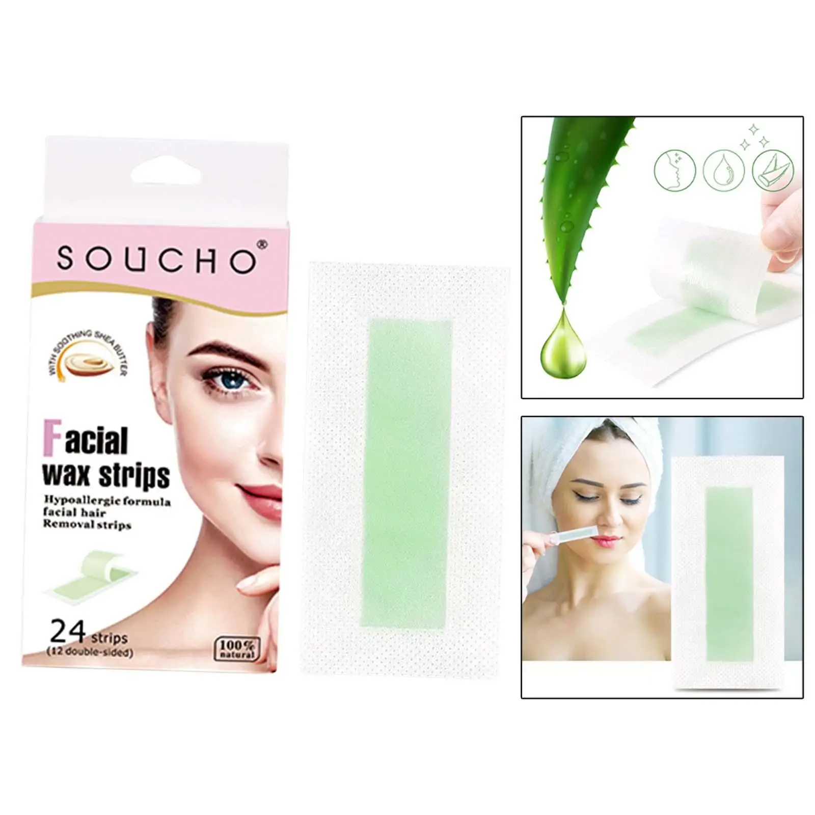 ボディ、フェイス、アーム、アイブロウペーパー、24個の脱毛ストリップ