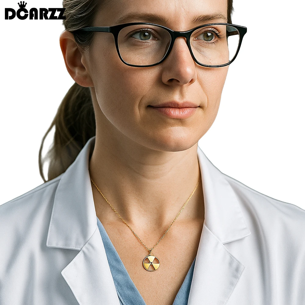DCARZZ Classic Nuclear Radiation Shape Chemistry Pendant Necklace Medical Science Lab Jewelry for Doctor Women Gifts