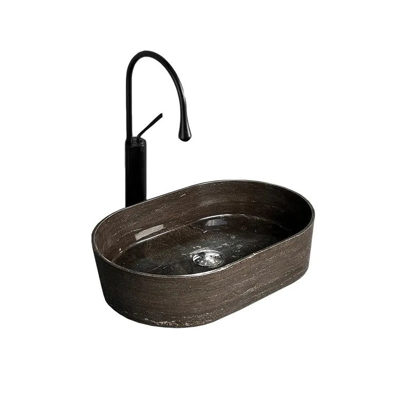 Lavabo Ovalado de Mármol Carrara Fish Belly Blanco, Gris Yalan y Gris Abulón Premium para el Hogar