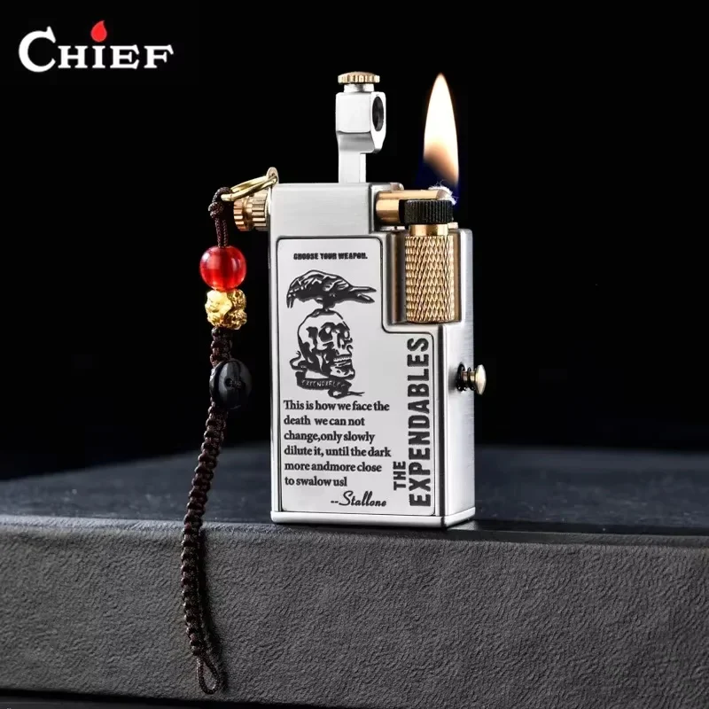 

CHIEF High Beauty Lighter Creative Flip Side Slide Ignition Transparent Visible Warehouse Boyfriend Black Technology Gift