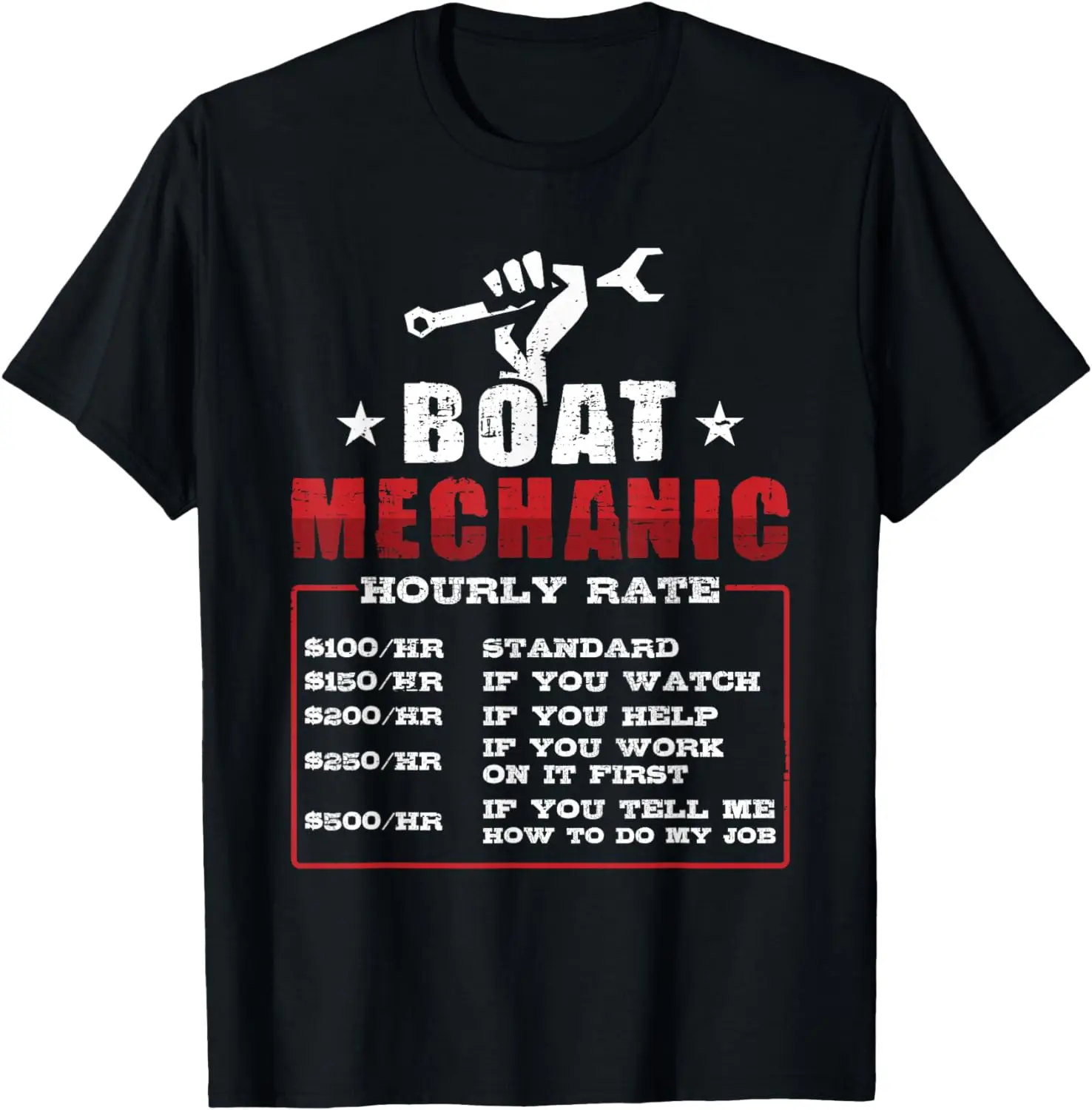 

Boat Mechanic Hourly Rate Technical Engineering T-Shirt