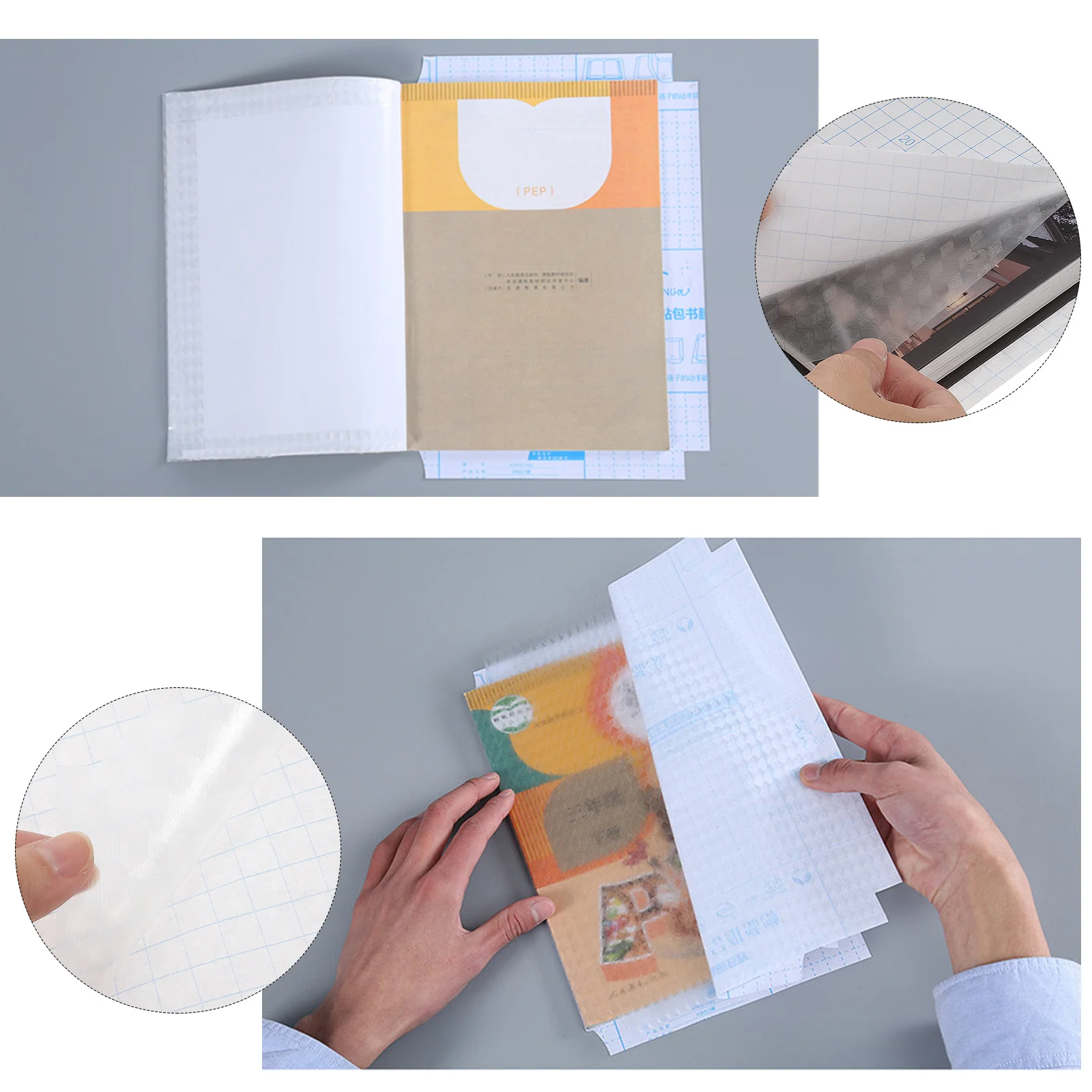 

20Pcs Plastic Book Covers Transparent Frosted Waterproof Self-Adhesive Book Protective Films for Students School Use