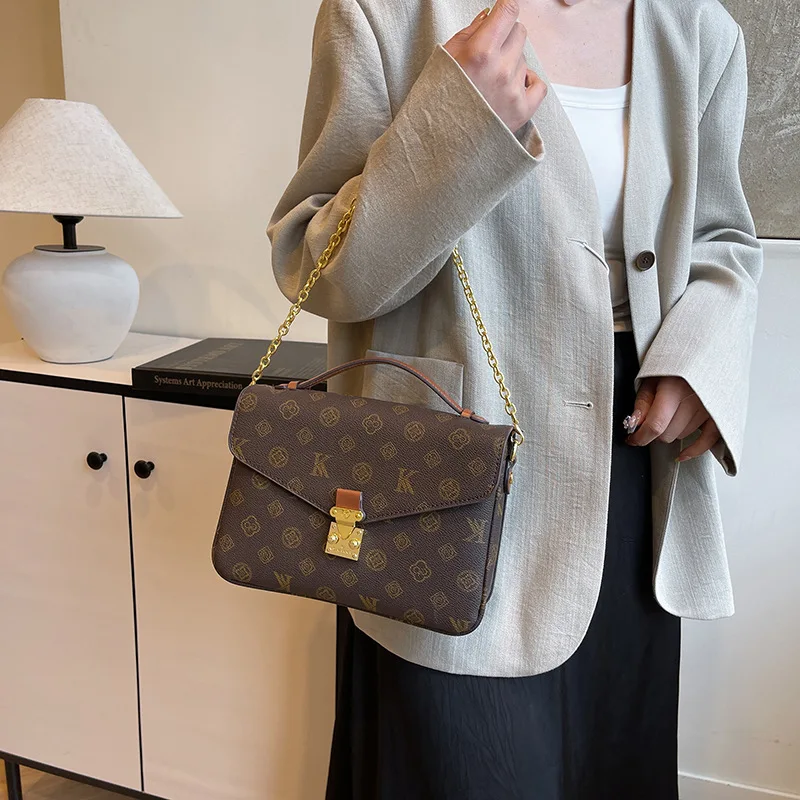 

2026 Vintage Print Chain Strap Bag Women Popular Top Handle Shoulder Crossbody Purse Chic Versatile Everyday Bag