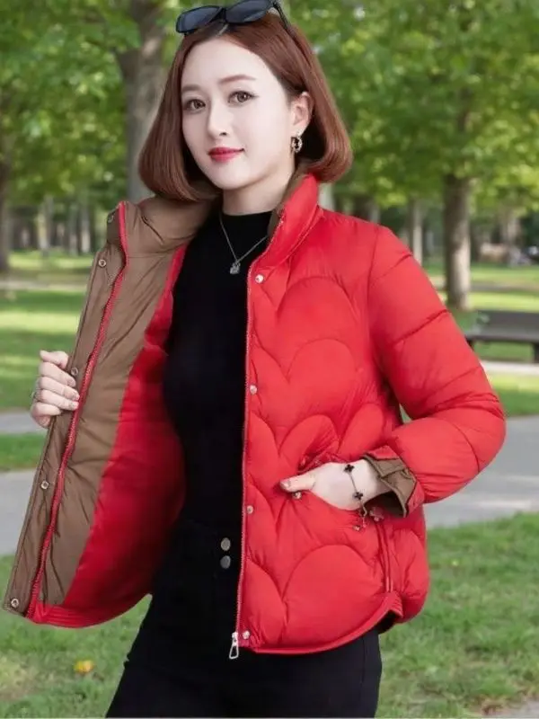 

Winter New Faion ort Thiened Cotton Jaet Women's Stand Collar Loose Warm Coat Korean Sle Regular Sve Long Zipper