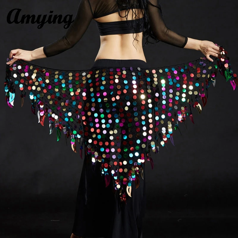 

Women Sexy Belly Dance Hip Scarf Sequin Belt Hip Skirt Tassel Hip Wrap Skirt Festival Clothing Dance Practice Performing Costume