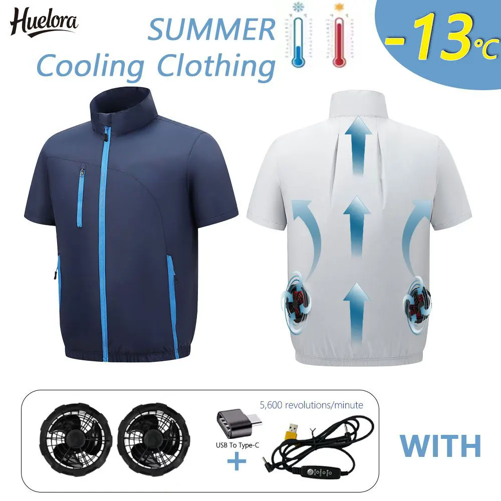 huelora-夏クールベストウェアラブル冷却ファンベスト空調服-usb-冷却屋外作業釣り半袖