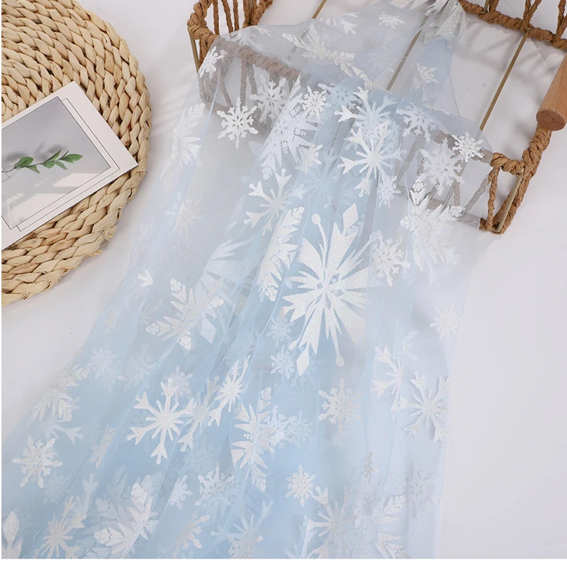 

Tulle Fabric, Festival Costume with Snow Pattern Tulle for Christmas Decorations and DIY Sewing, 1.5 m wide, by the yard