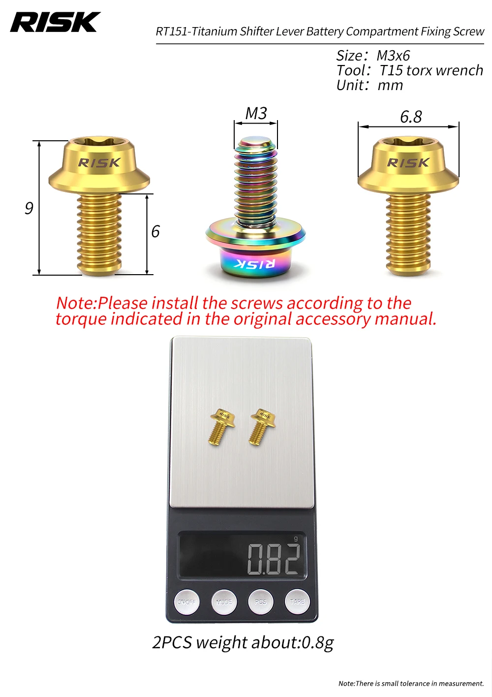 RISK Bicycle Shifter Lever Battery Compartment Titanium Fixing Screw For Road Bike Shifter R7170 R8170 R9270 Bike Repair Parts