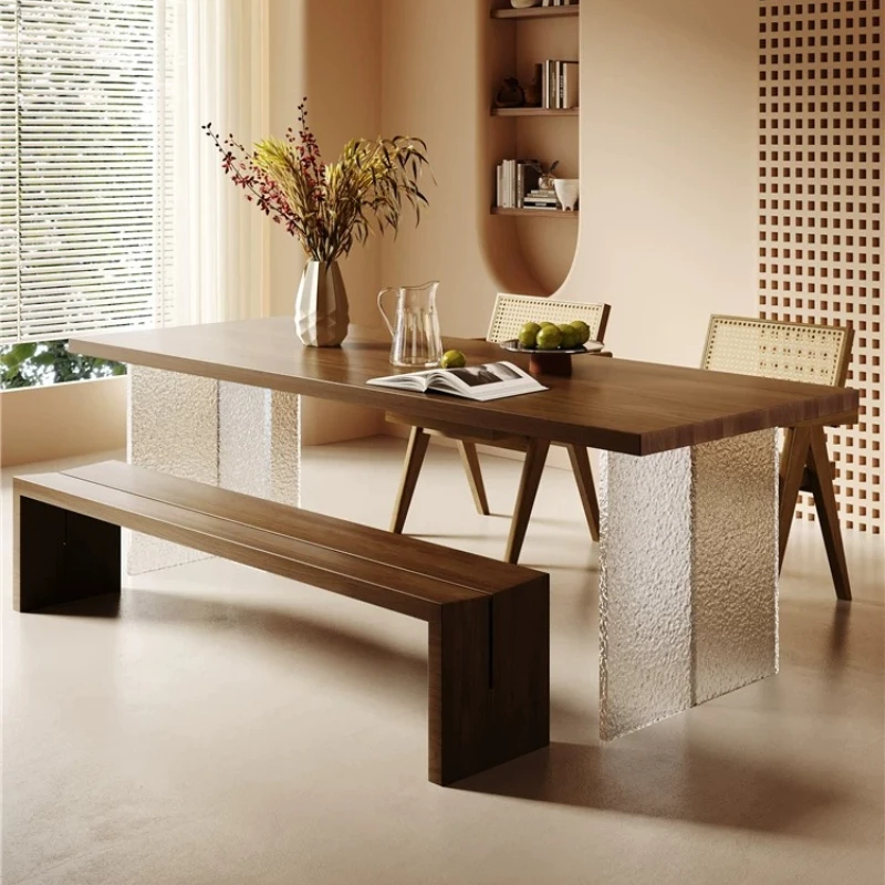 Mid-century Style Solid Wood Acrylic Floating Desk Nordic Simple Office Table Living Room Study Furniture Bureau Flottant FYFD