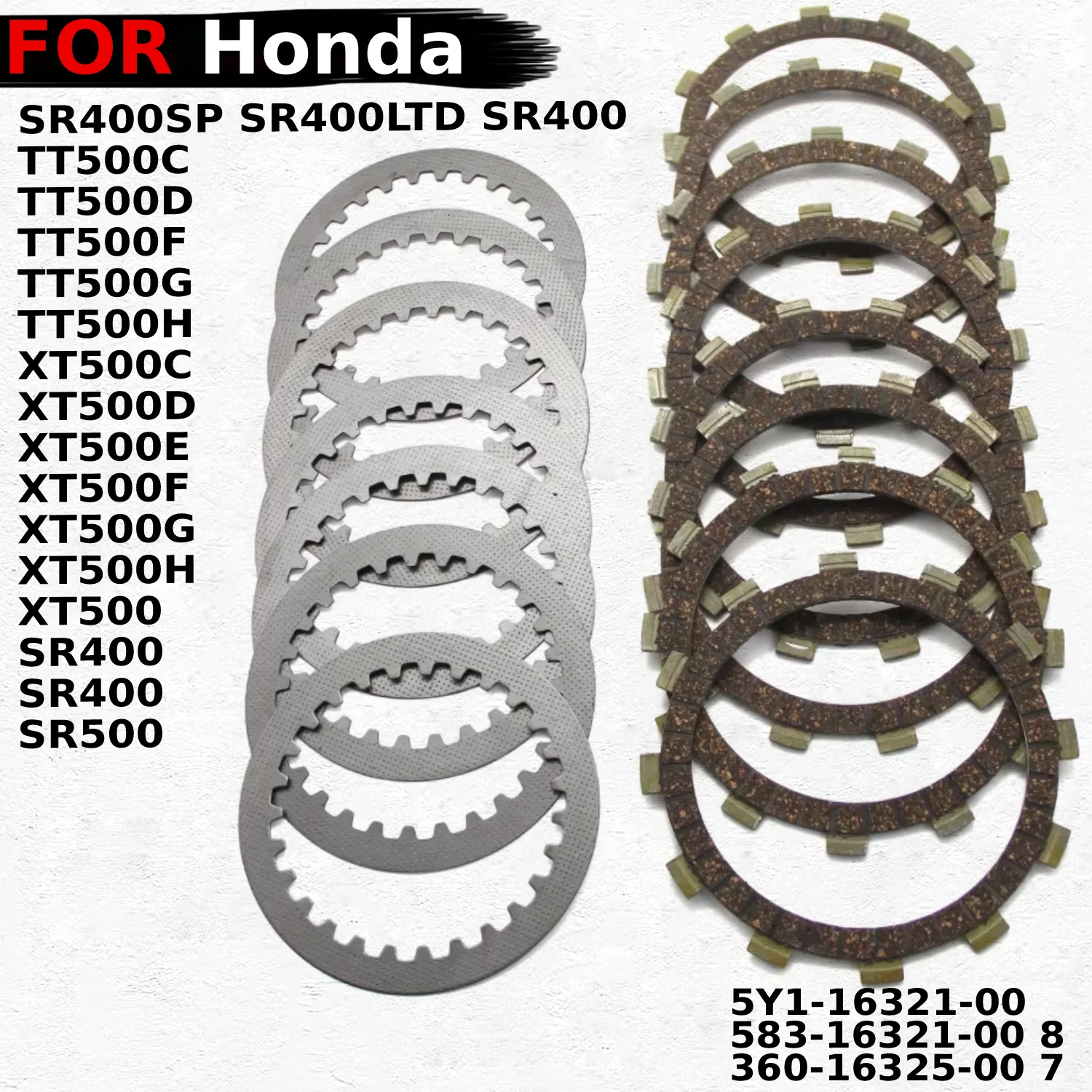 

Motorcycle Clutch Friction Disc Plate Kit For Yamaha SR400 SR400SP SR400LTD SR500 XT500H 5Y1-16321-00/583-16321-00 8 360-1632500