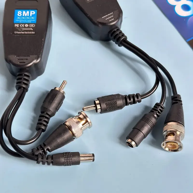 8MP CCTV فيديو Balun BNC إلى RJ45 2 في 1 أو 3 في 1 فيديو قوة الصوت موصل جهاز الإرسال والاستقبال لكاميرا CCTV #2