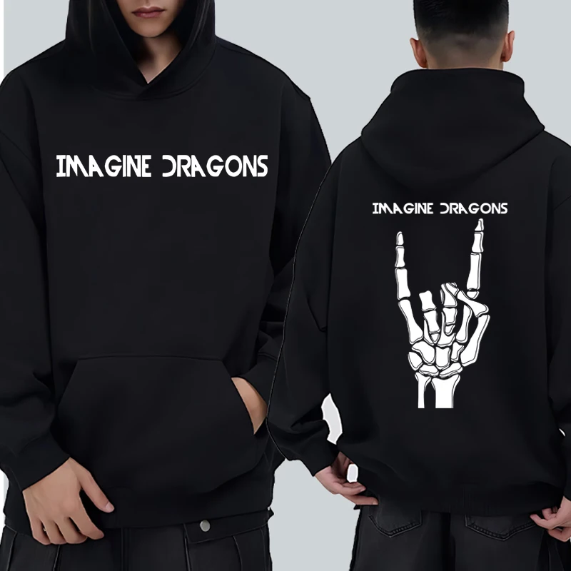 

Imagine Dragons Music Tour 2025 High Quality print Winter Hoodie Men women skeleton vintage streetwear Unisex Fleece Sweatshirt