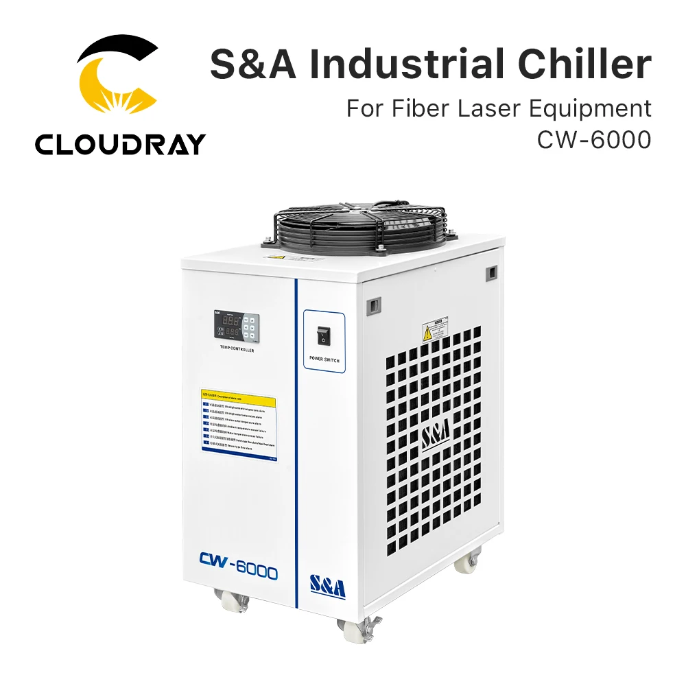 O original s de cloudray & um refrigerador industrial CW-6000 70l/min flui R-410a refriferant 50/60hz para o sistema de colagem da água da máquina