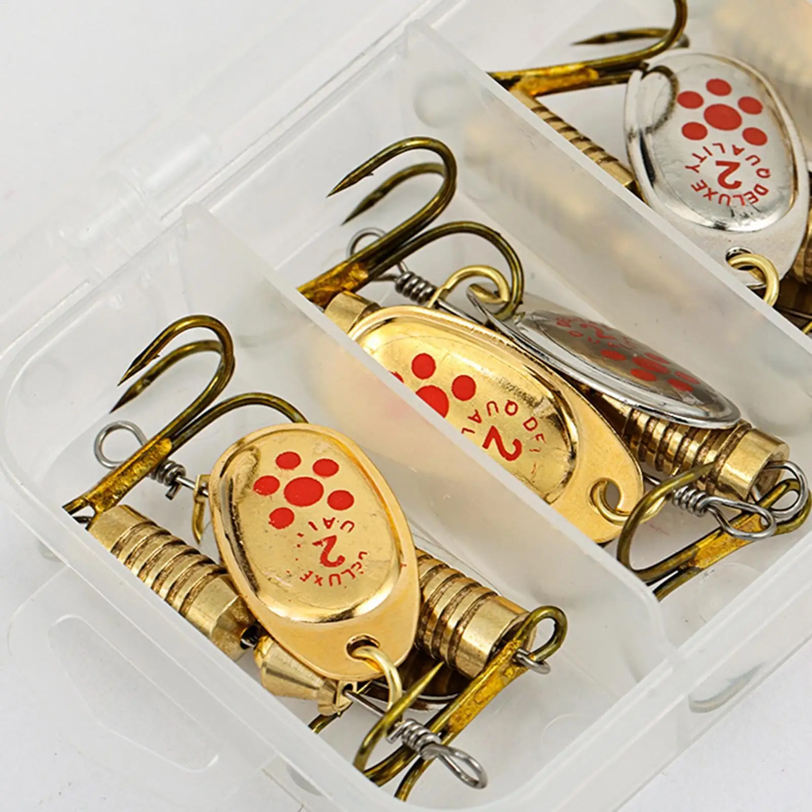 Bass Spinner Baits Bass Fishing Lures Metal Spinner Baits 10 Pieces Gold Color Angling Gear Three-Hook for Crappie Pike Bluegill
