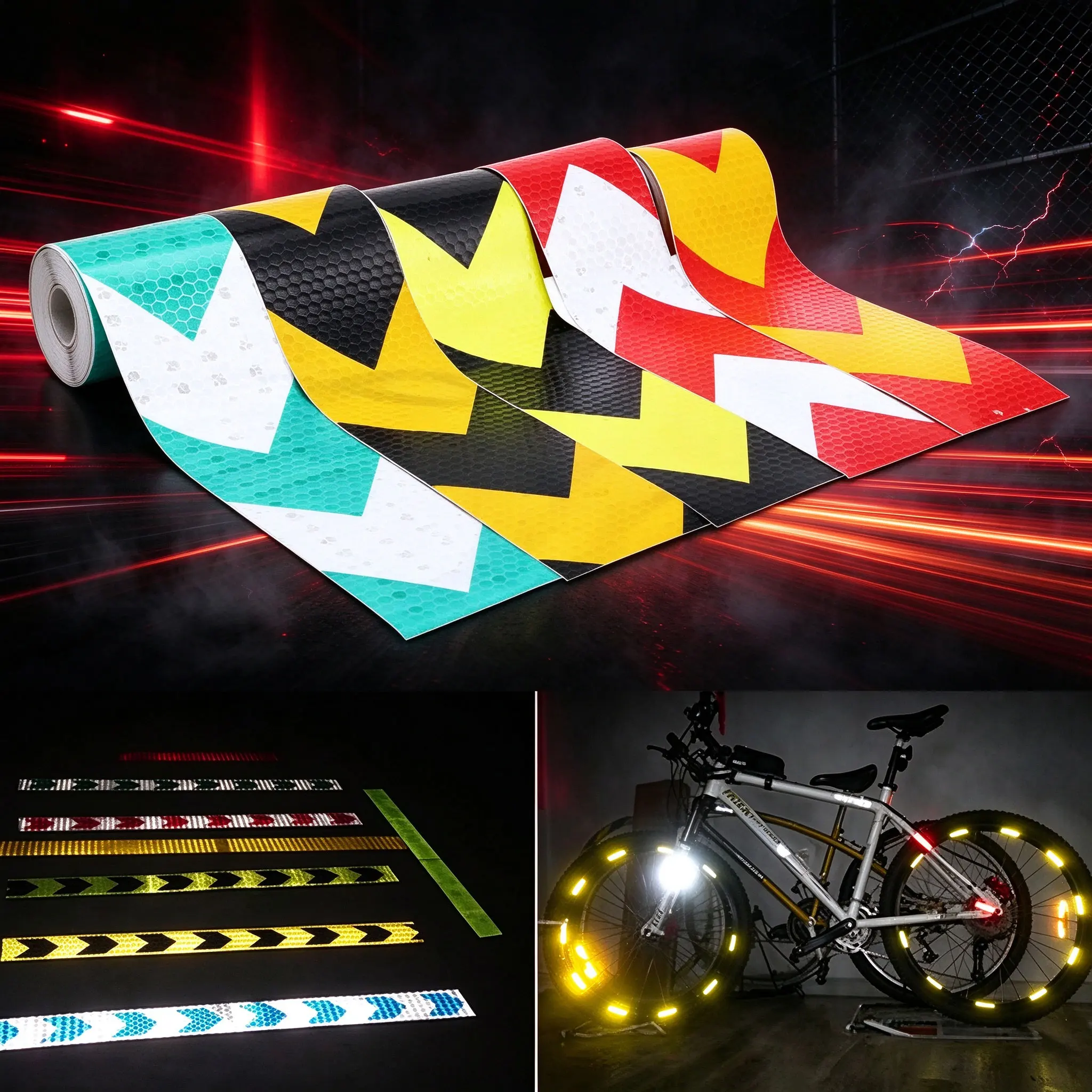 1PC Arrow Lattice Reflective Car Stickers Reflective Strip Safety Supplies Mark Warning Tape For Auto Car Accessories Decoration