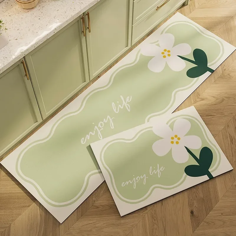 Kitchen Floor Mat Oil-proof Waterproof and Easy-care Pvc Carpet Bathroom Balcony Wipe Clean Free Cut Floor Mat Alfombra 주방 카펫