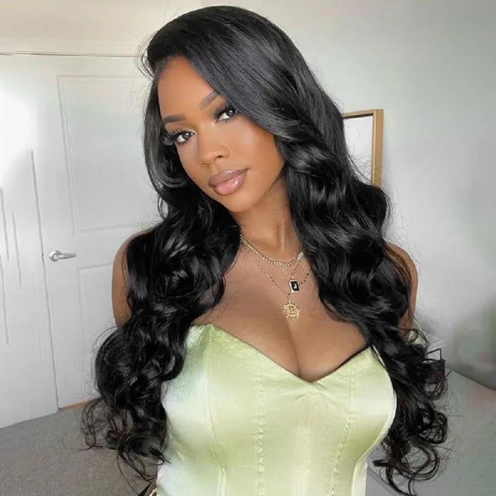 

13x4 Transparent Lace Frontal Human Hair Wigs Body Wave Wig 200 Density Remy Pre Plucked Bleached Knots Brazilian Wigs For Women