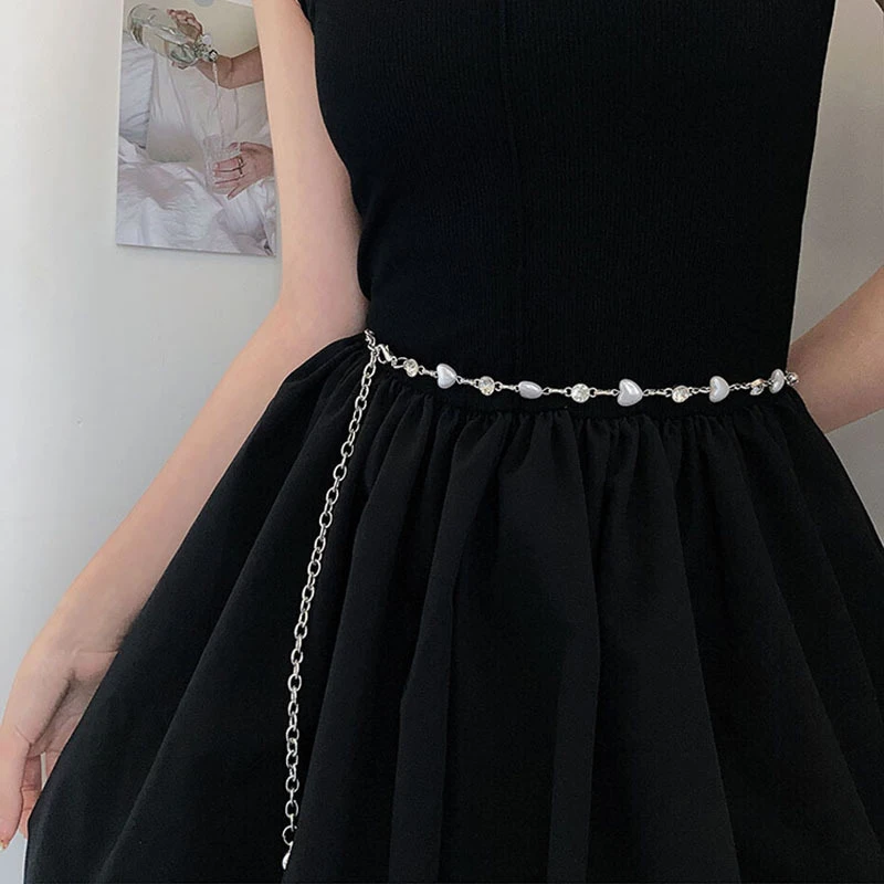 Fashion Elegant Women Pearl Waist Belt Female Girls Dress Heart Pearl Waist Chain Decoration Waistband Wedding Accessories