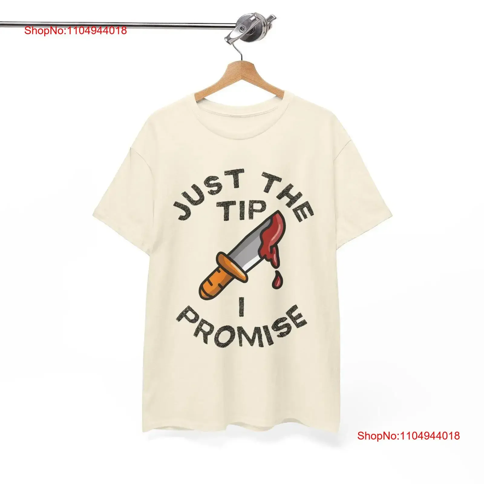 تي شيرت Just The Tip I Promise مضحك للكبار للهالوين تي شيرت عتيق مغسول للارتداء اليومي غير رسمي قليلاً أوم ممتد
