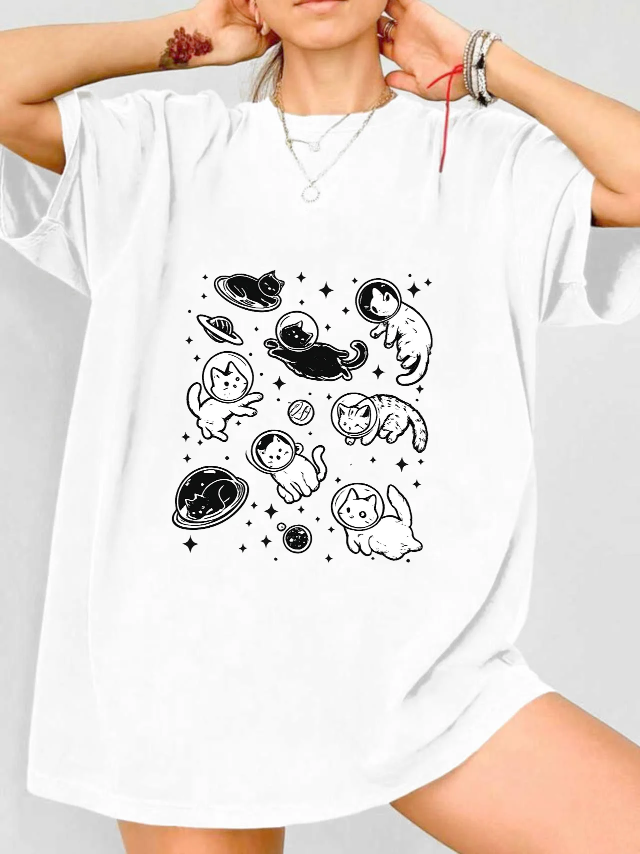 

【WDS0037】Plus size women's round neck short sleeve T-shirt with elastic half sleeves and trendy prints
