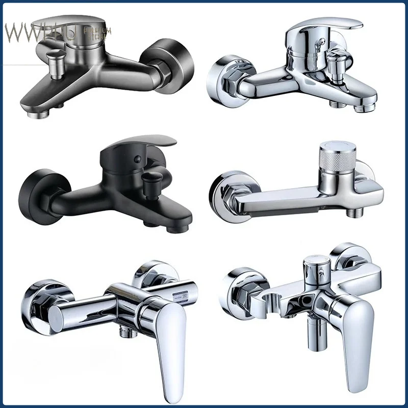 WWPPU Brass Shower Faucet for Bathroom Wall Mounted Shower Mixer Crane Hot Cold Bathroom Combination Shower Tap Bathtub Faucet