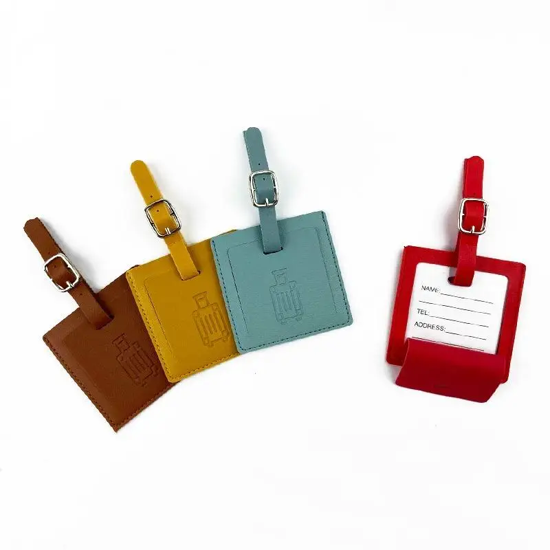 

PU Leather Square Luggage Tag with Boarding Pass and Address Name Card