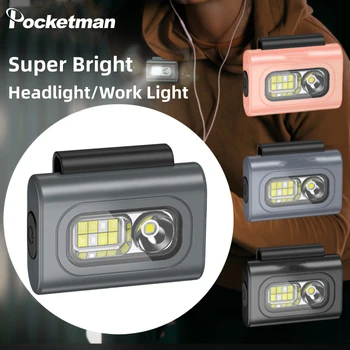 Mini şarj edilebilir kafa lambası süper parlak COB mıknatıs tip-c far açık koşu balıkçılık okuma için acil