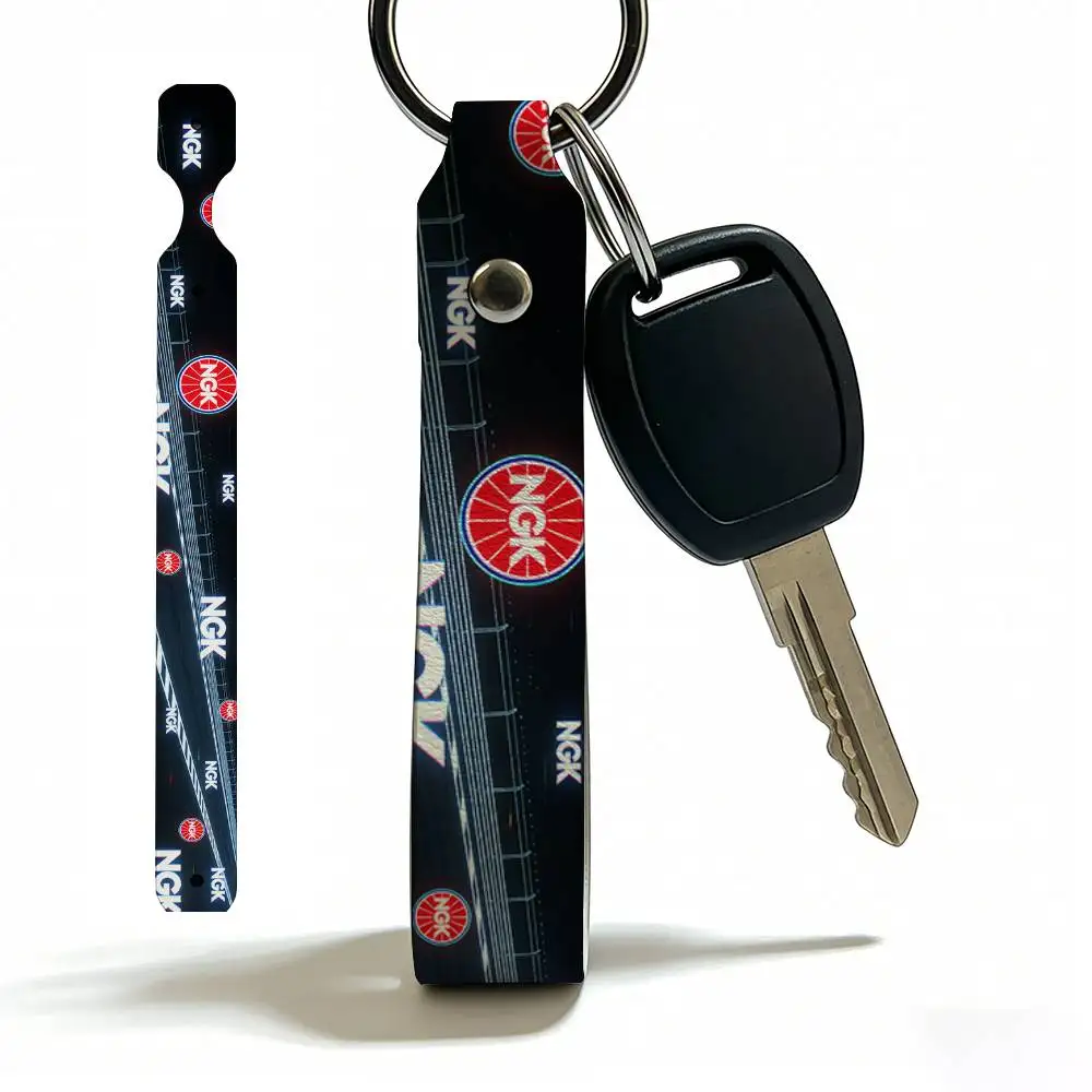 For Ngk High Quality PU Leather Moto Keychain Vintage Style Key Pendant For Scooter Motocross