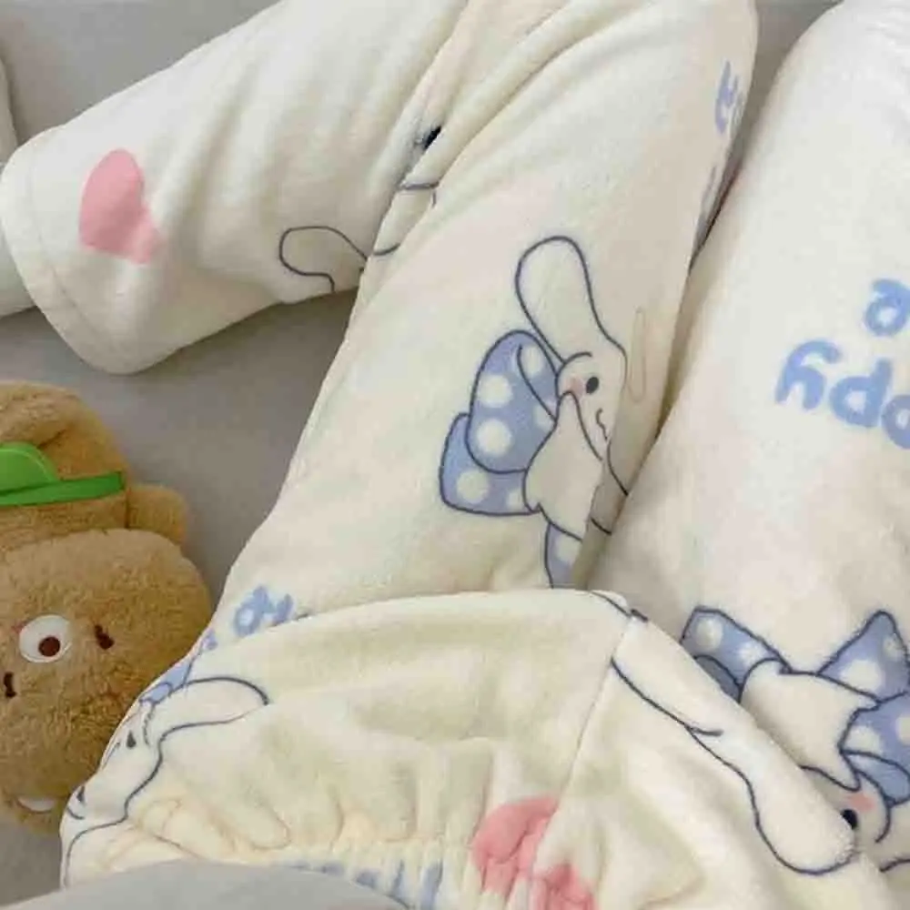 Hello Kittyflannel Pajama Pants Kuromi Women's Anime Cartoon Autumn and Winter Coral Velvet Casual Walking Pants Home Sleepwear - view 6