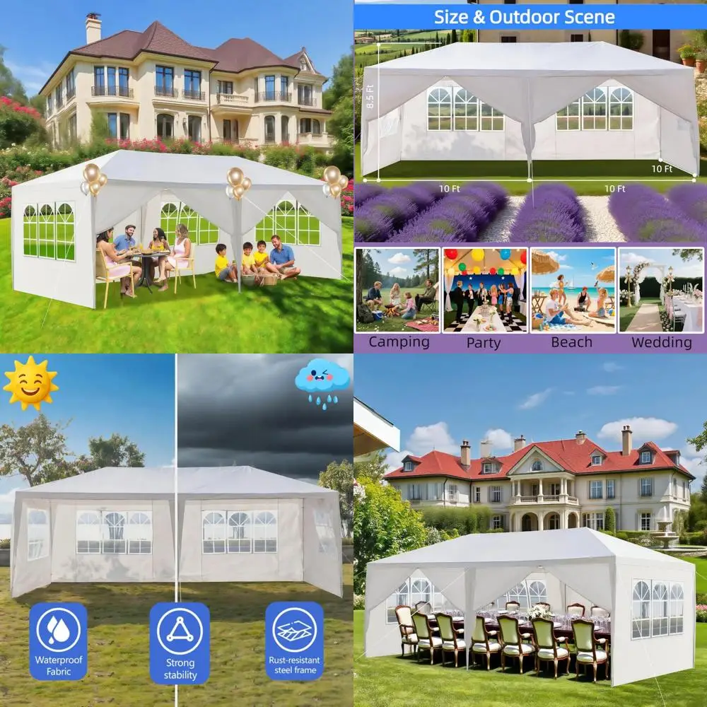 

10x20 Waterproof Outdoor Canopy Tent with 6 Detachable Sidewalls and Windows for Weddings and Events