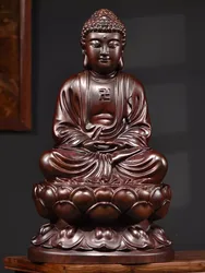 Classical Ebony Wood and Rosewood Carvings and Decorations of Buddha Buddha, offering the Statue of Shakyamuni at Home