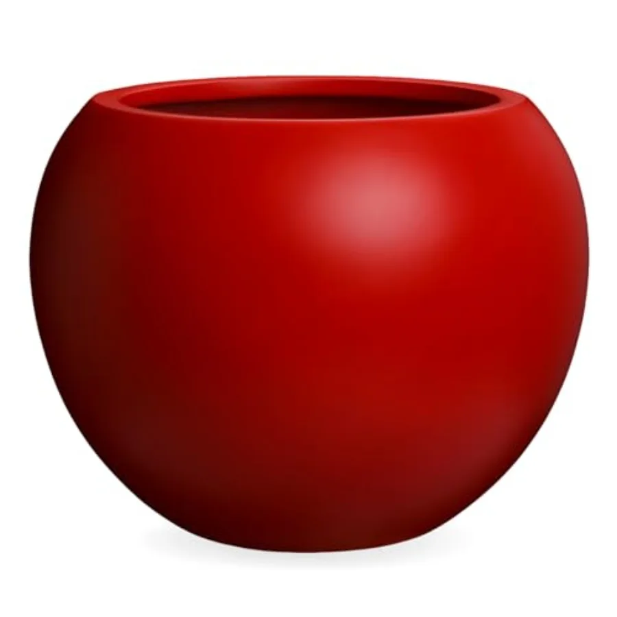 

Круглое кашпо из красного фиброкамня премиум-класса 9.7H x 12D с дренажным отверстием, гладкая отделка, для декора дома к Китайскому Новому году, устойчивое к погодным условиям