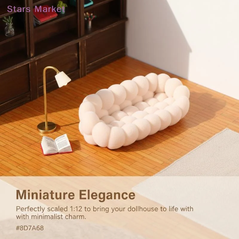 New Dollhouse Simulation Cloud Sofa Model Dollhouse Living Room Furniture Decoration Dolls House Micro Scene Pretend Play Toys