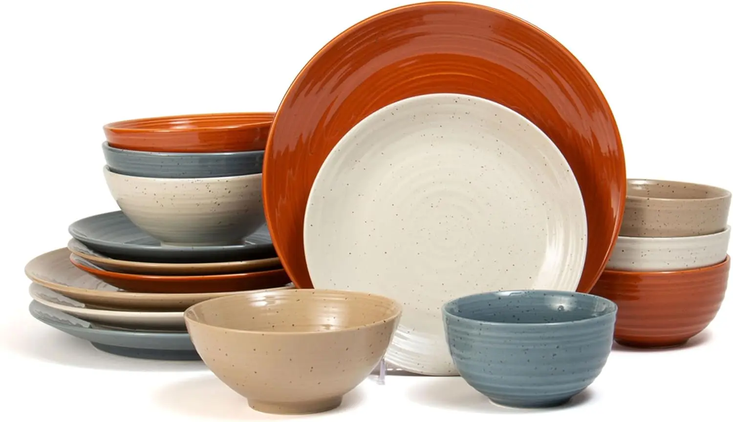 

Siterra Painter's Palette 16-Piece Stoneware Dinnerware Set - Service for 4, Ceramic Plates and Bowls