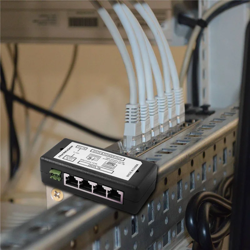 

4X 4 Port Poe Injector Poe Power Adapter Ethernet Power Supply Pin 4,5(+)/7,8(-)Input Dc12v-Dc48v For Ip Camera