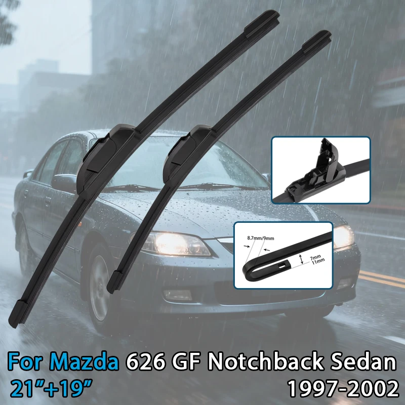 لمازدا 626 GF Notchback سيدان 1997-2002 21 ''+ 19'' ممسحة السيارة شفرة الجبهة مساحات صالح U هوك الذراع الزجاج الأمامي شفرات ممسحة السيارات