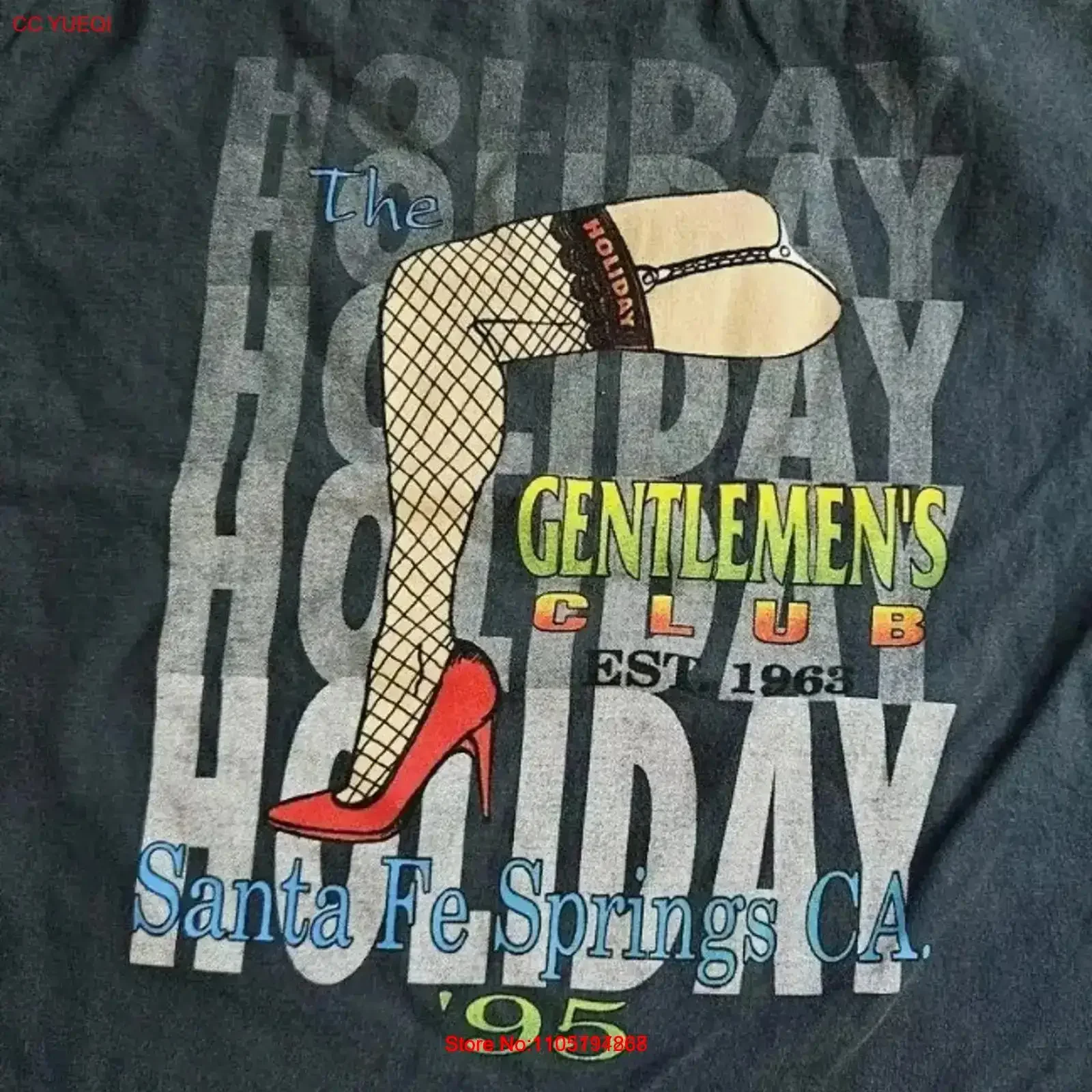 Vintage 90s The Holiday Gentlemen's Strip Club T Shirt Sante Fe California Large Washed Casual Stretched Slightly vintage