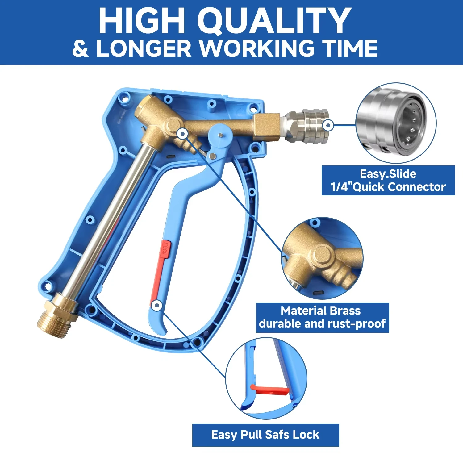 ROUE blue black water gun high pressure 4080Psi spray gun suitable for Karcher/Nilfisk/Bosch/Lavor/ParkSide car washing machine