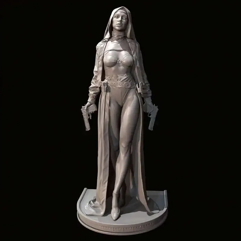 Sexy Double-Gun Nun Killer 3D Plastic Figure of Soldier