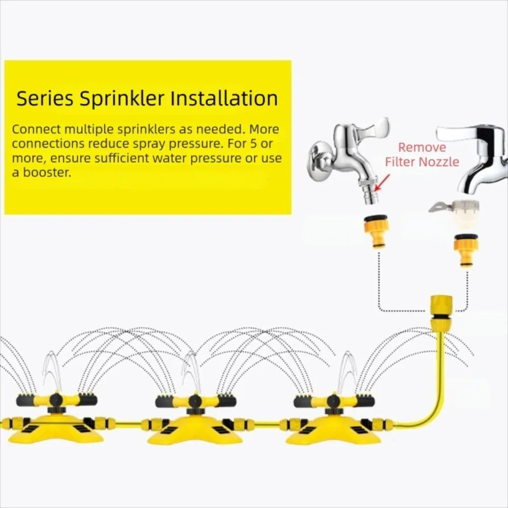 360° Auto-Rotating Lawn Irrigation Sprinkler Three-way Plastic Yard Coverage Sprayer Water-Saving Plant Watering Sprayer