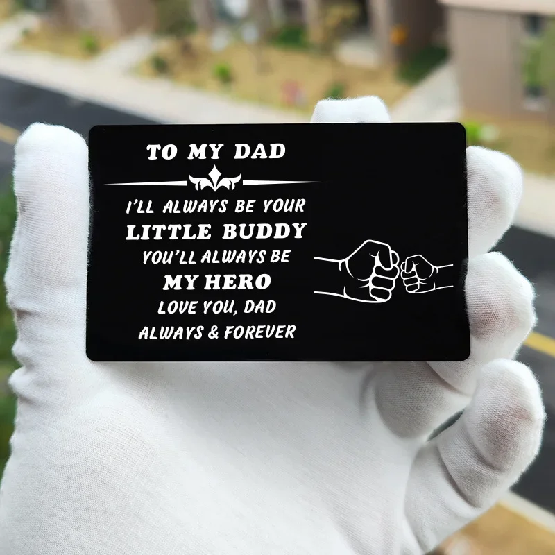 

Кошелек на День отца, металлическая карточка на подкладке для моего папы, алюминиевая лазерная визитная карточка с настраиваемой гравировкой, подарочная карта