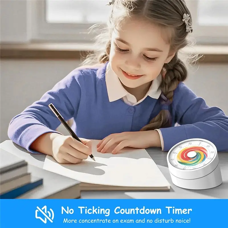 DT15 Visual Classroom Timer for Kids, 60 Minutes Countdown Timer Manual Knob, Loud Alarm Timer for Teachers Students, Desk