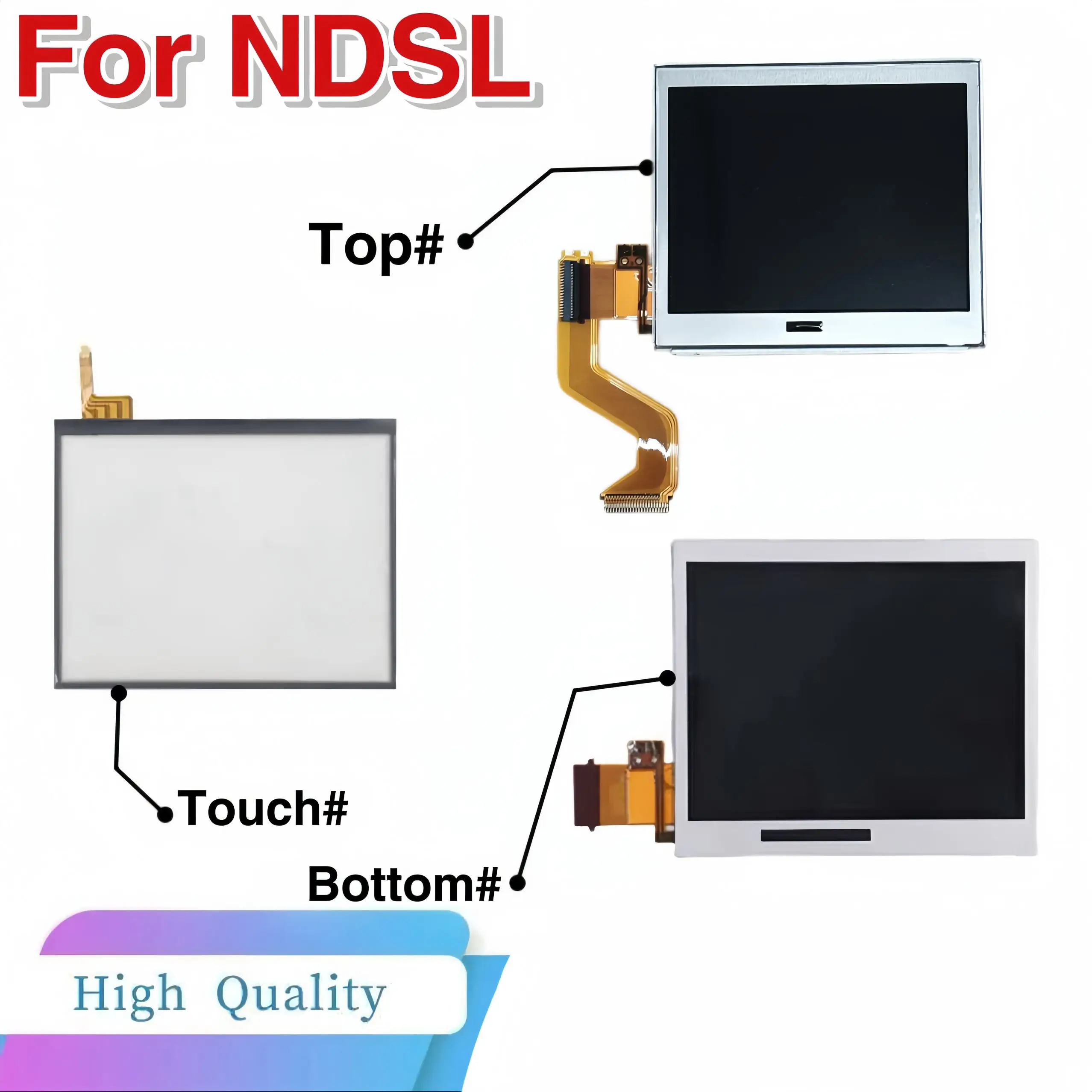 شاشة عرض LCD علوية وسفلية لوحدة تحكم ألعاب نينتندو DS Lite NDSL مع أجزاء إصلاح شاشة تعمل باللمس