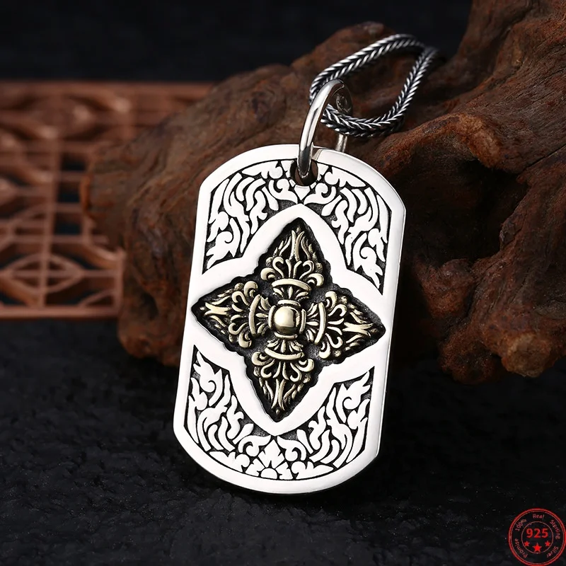 

Genuine S925 Sterling Silver Pendants for Women Men New Fashion Eternal Rattan Vajra Pestle Cross Punk Jewelry Wholesale