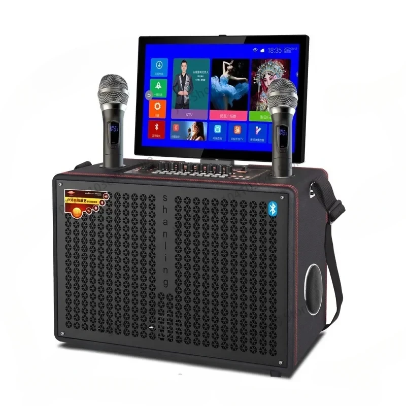 New microphone big power studio screen speaker  Theatre Watch Movie Outdoor Karaoke Wireless Screen Speaker Home