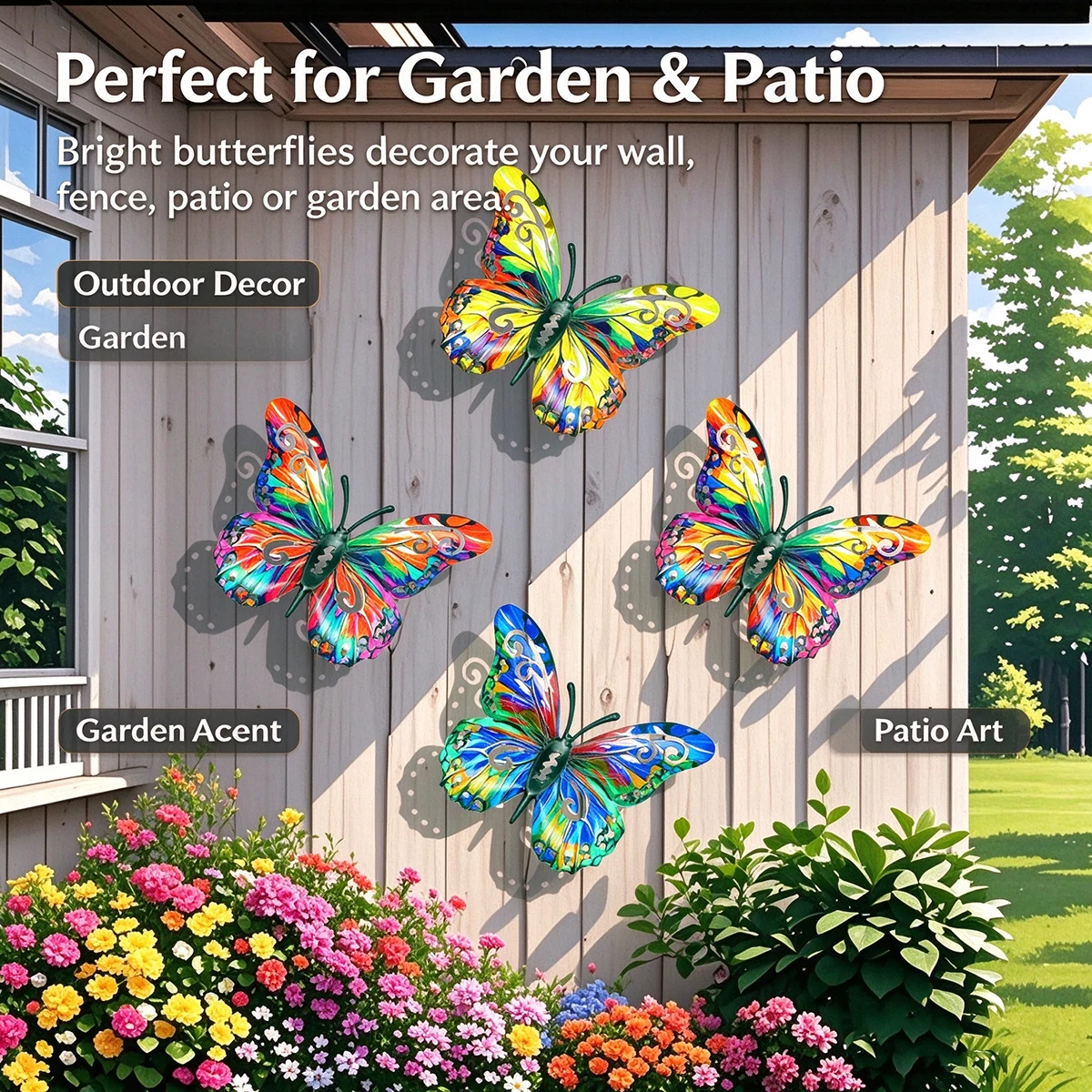 4pcs New iron art butterfly home outdoor wall hanging decorative metal crafts pendant decorations metal products