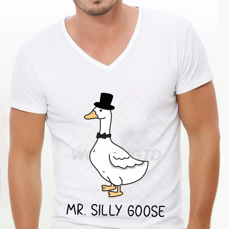 Mr Silly Goose Shirt Funny Couples Matching T Shirt Silly Goose Men Clothing Funny Newlywed Gift V-neck Couples Short Sleeve Tee