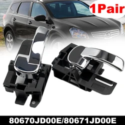 2x Door Handle Interior Inner Chrome For Nissan Qashqai J10 2007 2008 2009 2010 2011 2012 2013 80670JD00E 80671JD00E Left Right